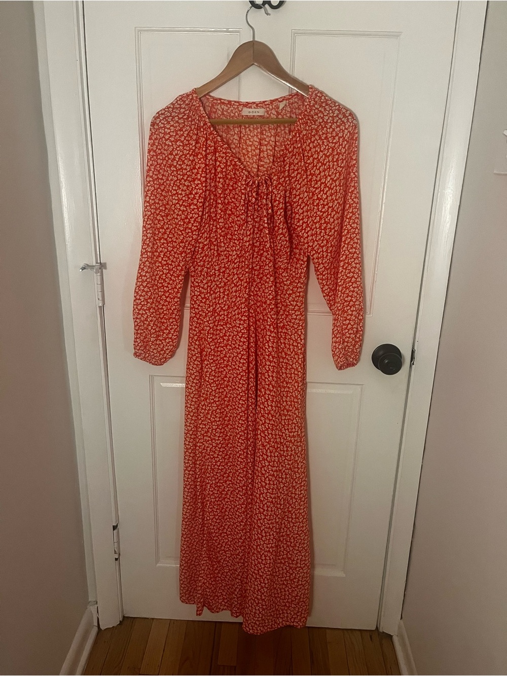Women's Floral Long Sleeve Maxi Dress - Red